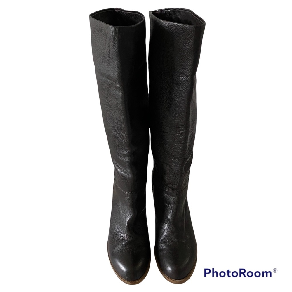 Loft Leather Mid Calf Dark Brown Heeled Boots Sz 6